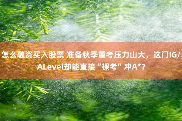 怎么融资买入股票 准备秋季重考压力山大，这门IG/ALevel却能直接“裸考”冲A*？