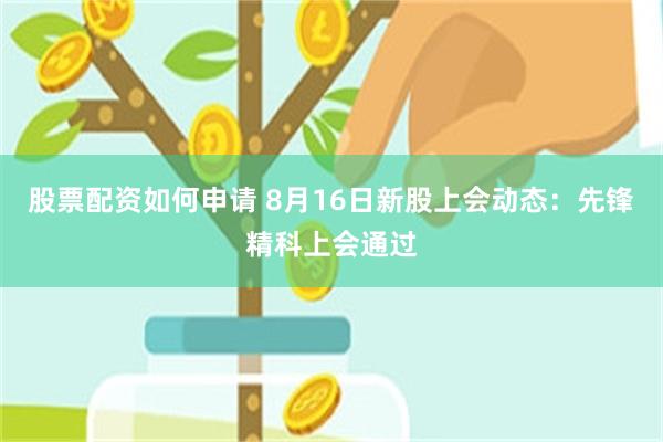 股票配资如何申请 8月16日新股上会动态：先锋精科上会通过