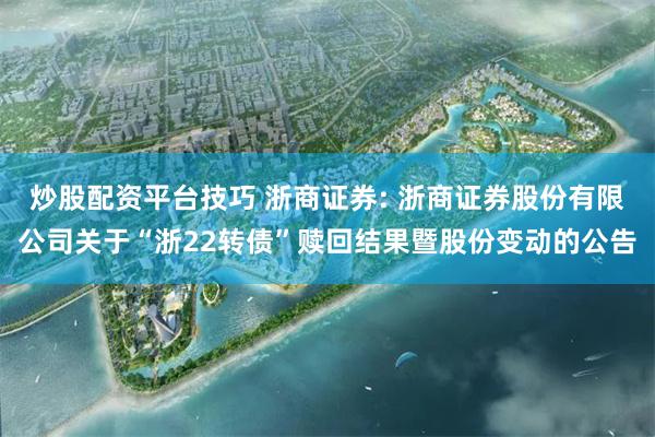 炒股配资平台技巧 浙商证券: 浙商证券股份有限公司关于“浙22转债”赎回结果暨股份变动的公告