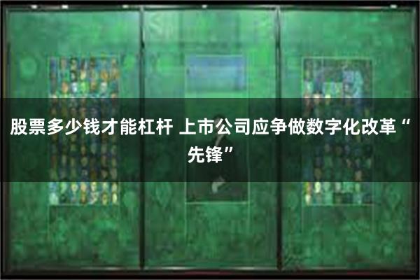 股票多少钱才能杠杆 上市公司应争做数字化改革“先锋”